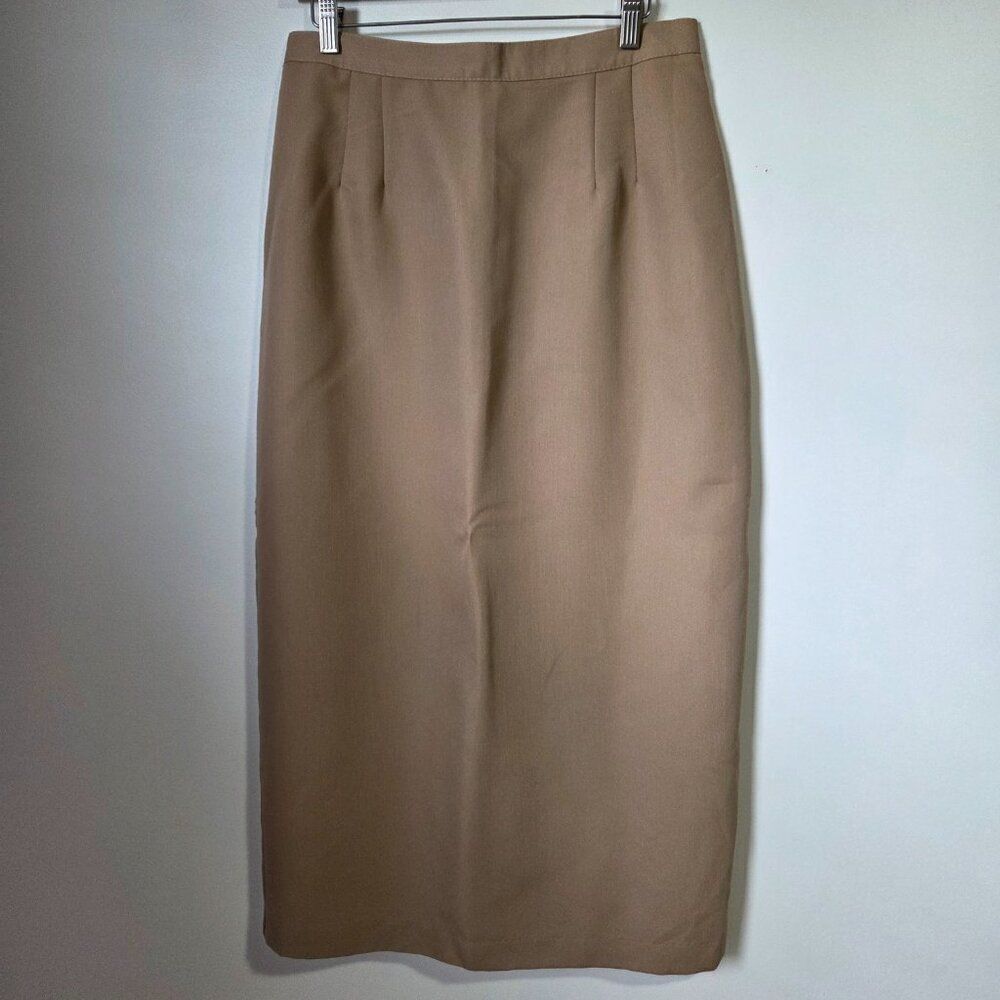 LIKE NEW BRIGGS LONG PENCIL TAN MINIMALIST SKIRT SIZE 14